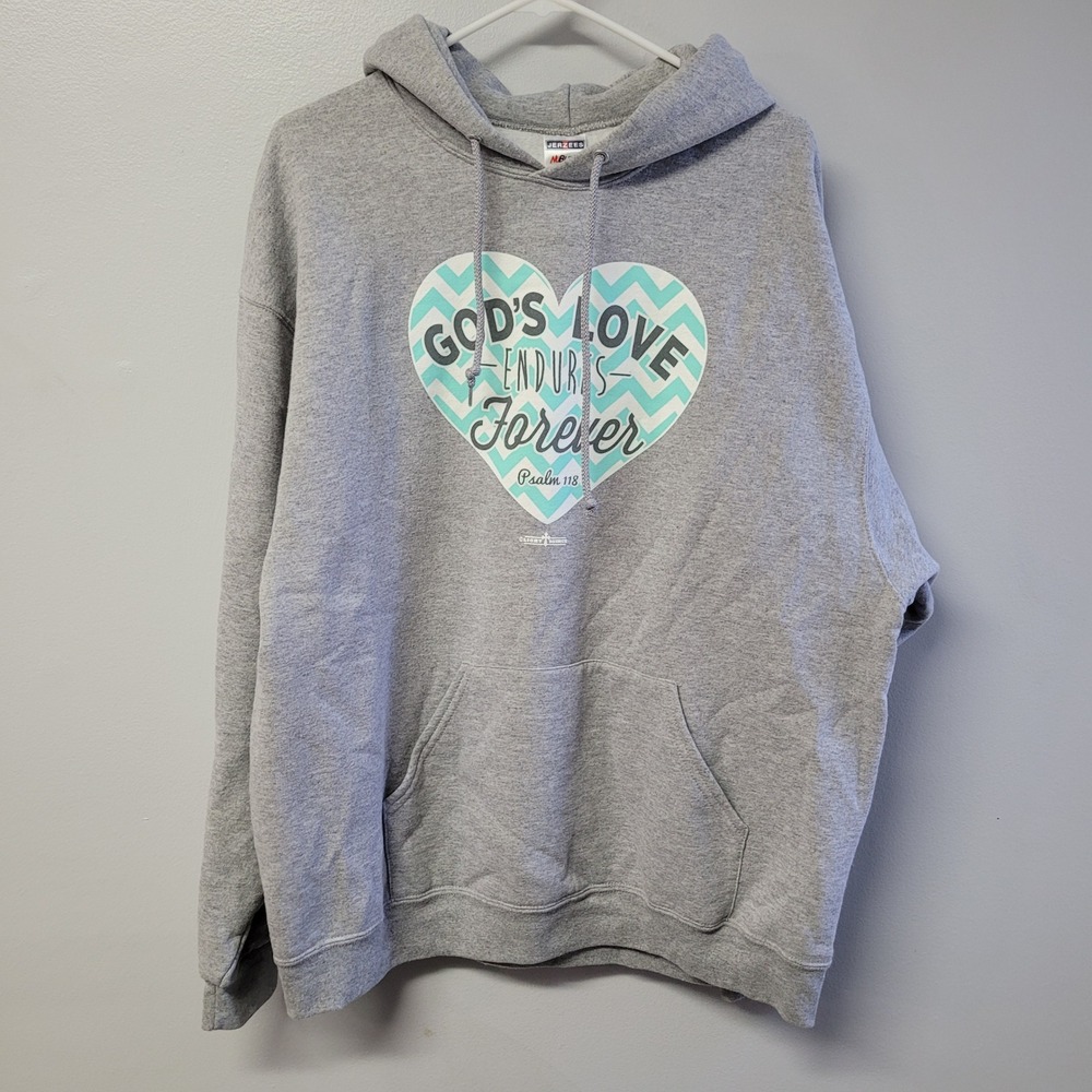 Jerzees NuBlend God's Love Endures Forever Psalm 118 Graphic Hoodie XL